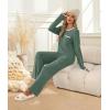 imageXIEERDUO Womens Pajama Sets Long Sleeve Sleepwear Soft Pjs Lounge Chest Pocket Two Piece Sets For WomenGreen