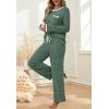 imageXIEERDUO Womens Pajama Sets Long Sleeve Sleepwear Soft Pjs Lounge Chest Pocket Two Piece Sets For WomenGreen