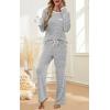 imageXIEERDUO Womens Pajama Sets Long Sleeve Sleepwear Soft Pjs Lounge Chest Pocket Two Piece Sets For WomenGrey
