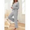 imageXIEERDUO Womens Pajama Sets Long Sleeve Sleepwear Soft Pjs Lounge Chest Pocket Two Piece Sets For WomenGrey