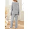 imageXIEERDUO Womens Pajama Sets Long Sleeve Sleepwear Soft Pjs Lounge Chest Pocket Two Piece Sets For WomenGrey