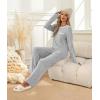 imageXIEERDUO Womens Pajama Sets Long Sleeve Sleepwear Soft Pjs Lounge Chest Pocket Two Piece Sets For WomenGrey