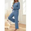 imageXIEERDUO Womens Pajama Sets Long Sleeve Sleepwear Soft Pjs Lounge Chest Pocket Two Piece Sets For WomenNavy Blue