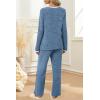 imageXIEERDUO Womens Pajama Sets Long Sleeve Sleepwear Soft Pjs Lounge Chest Pocket Two Piece Sets For WomenNavy Blue