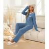 imageXIEERDUO Womens Pajama Sets Long Sleeve Sleepwear Soft Pjs Lounge Chest Pocket Two Piece Sets For WomenNavy Blue