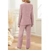 imageXIEERDUO Womens Pajama Sets Long Sleeve Sleepwear Soft Pjs Lounge Chest Pocket Two Piece Sets For WomenPink
