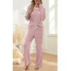 imageXIEERDUO Womens Pajama Sets Long Sleeve Sleepwear Soft Pjs Lounge Chest Pocket Two Piece Sets For WomenPink