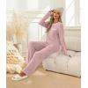 imageXIEERDUO Womens Pajama Sets Long Sleeve Sleepwear Soft Pjs Lounge Chest Pocket Two Piece Sets For WomenPink