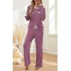 imageXIEERDUO Womens Pajama Sets Long Sleeve Sleepwear Soft Pjs Lounge Chest Pocket Two Piece Sets For WomenPurplish Red