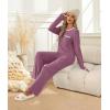 imageXIEERDUO Womens Pajama Sets Long Sleeve Sleepwear Soft Pjs Lounge Chest Pocket Two Piece Sets For WomenPurplish Red