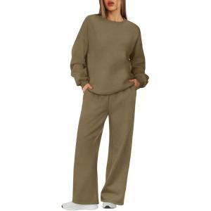 imageXIEERDUO Sweatsuits Women 2 Piece Outfit Matching Lounge Sets Fall Outfits 2025 Fashion Clothing Crewneck Track SuitsCamel Khaki