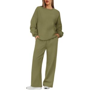 imageXIEERDUO Sweatsuits Women 2 Piece Outfit Matching Lounge Sets Fall Outfits 2025 Fashion Clothing Crewneck Track SuitsGrey Green