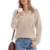 imageWomens Sweaters Fall Fashion 2025 Long Sleeve Button Cuff Soft Knit Pullover Trendy Tops Dressy Casual BlousesApricot