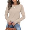 imageWomens Sweaters Fall Fashion 2025 Long Sleeve Button Cuff Soft Knit Pullover Trendy Tops Dressy Casual BlousesApricot