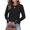 imageWomens Sweaters Fall Fashion 2025 Long Sleeve Button Cuff Soft Knit Pullover Trendy Tops Dressy Casual BlousesBlack