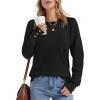 imageWomens Sweaters Fall Fashion 2025 Long Sleeve Button Cuff Soft Knit Pullover Trendy Tops Dressy Casual BlousesBlack