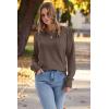 imageWomens Sweaters Fall Fashion 2025 Long Sleeve Button Cuff Soft Knit Pullover Trendy Tops Dressy Casual BlousesBrown