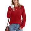 imageWomens Sweaters Fall Fashion 2025 Long Sleeve Button Cuff Soft Knit Pullover Trendy Tops Dressy Casual BlousesRed