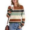 imageWomens Sweaters Fall Fashion 2025 Long Sleeve Button Cuff Soft Knit Pullover Trendy Tops Dressy Casual BlousesStripe