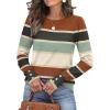 imageWomens Sweaters Fall Fashion 2025 Long Sleeve Button Cuff Soft Knit Pullover Trendy Tops Dressy Casual BlousesStripe