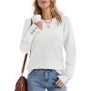 imageWomens Sweaters Fall Fashion 2025 Long Sleeve Button Cuff Soft Knit Pullover Trendy Tops Dressy Casual BlousesWhite