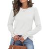 imageWomens Sweaters Fall Fashion 2025 Long Sleeve Button Cuff Soft Knit Pullover Trendy Tops Dressy Casual BlousesWhite