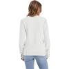 imageWomens Sweaters Fall Fashion 2025 Long Sleeve Button Cuff Soft Knit Pullover Trendy Tops Dressy Casual BlousesWhite