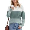 imageWomens Sweaters Fall Fashion 2025 Long Sleeve Button Cuff Soft Knit Pullover Trendy Tops Dressy Casual BlousesWhite Green Blue