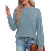 imageXIEERDUO Long Sleeve Shirts For Women Dressy Casual Mock Neck Fall Fashion 2025 Soft Lightweight Tunic SweatersBlue