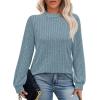 imageXIEERDUO Long Sleeve Shirts For Women Dressy Casual Mock Neck Fall Fashion 2025 Soft Lightweight Tunic SweatersBlue