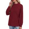 imageXIEERDUO Long Sleeve Shirts For Women Dressy Casual Mock Neck Fall Fashion 2025 Soft Lightweight Tunic SweatersBurgundy