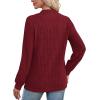 imageXIEERDUO Long Sleeve Shirts For Women Dressy Casual Mock Neck Fall Fashion 2025 Soft Lightweight Tunic SweatersBurgundy