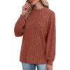 imageXIEERDUO Long Sleeve Shirts For Women Dressy Casual Mock Neck Fall Fashion 2025 Soft Lightweight Tunic SweatersCaramel
