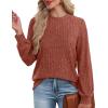 imageXIEERDUO Long Sleeve Shirts For Women Dressy Casual Mock Neck Fall Fashion 2025 Soft Lightweight Tunic SweatersCaramel