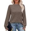 imageXIEERDUO Long Sleeve Shirts For Women Dressy Casual Mock Neck Fall Fashion 2025 Soft Lightweight Tunic SweatersCoffee