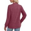 imageXIEERDUO Long Sleeve Shirts For Women Dressy Casual Mock Neck Fall Fashion 2025 Soft Lightweight Tunic SweatersMaroon