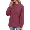 imageXIEERDUO Long Sleeve Shirts For Women Dressy Casual Mock Neck Fall Fashion 2025 Soft Lightweight Tunic SweatersMaroon