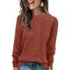 imageXIEERDUO Long Sleeve Shirts For Women Dressy Casual Mock Neck Fall Fashion 2025 Soft Lightweight Tunic SweatersCaramel