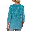 imageXIEERDUO Womens 34 Sleeve Tops 2025 VNeck Casual Pleated Shirts Blouses Beach Vacation Fall Fashion Clothes OutfitsFblue Gradient