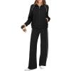 imageXIEERDUO Womens 2 Piece Lounge Sets Full Zip Up Sweatsuit Wide Leg Tracksuit Workout Outfits Fashion Airport WearBlack White