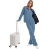imageXIEERDUO Womens 2 Piece Lounge Sets Full Zip Up Sweatsuit Wide Leg Tracksuit Workout Outfits Fashion Airport WearBlue White