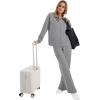 imageXIEERDUO Womens 2 Piece Lounge Sets Full Zip Up Sweatsuit Wide Leg Tracksuit Workout Outfits Fashion Airport WearGrey White