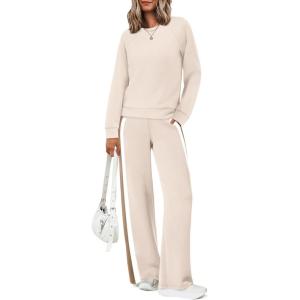 imageXIEERDUO 2 Piece Sets for Women Fall Fashion Must Have Teachers Airport Outfits 2025 Winter Clothing Lounge Sets SweatsuitsDcream