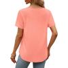 imageWomens Summer Tops Square Neck Pleated Front Short Sleeve Tunic Shirts S3XL04coral