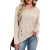 imageXIEERDUO Tunic Sweaters for Women Long Sleeve Shirts Crew Neck Tops with Buttons Fall Fashion Outfits Winter ClothingBeige