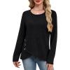 imageXIEERDUO Tunic Sweaters for Women Long Sleeve Shirts Crew Neck Tops with Buttons Fall Fashion Outfits Winter ClothingBlack