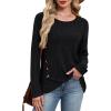 imageXIEERDUO Tunic Sweaters for Women Long Sleeve Shirts Crew Neck Tops with Buttons Fall Fashion Outfits Winter ClothingBlack