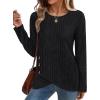 imageXIEERDUO Tunic Sweaters for Women Long Sleeve Shirts Crew Neck Tops with Buttons Fall Fashion Outfits Winter ClothingBlack