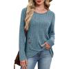 imageXIEERDUO Tunic Sweaters for Women Long Sleeve Shirts Crew Neck Tops with Buttons Fall Fashion Outfits Winter ClothingBlue