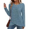 imageXIEERDUO Tunic Sweaters for Women Long Sleeve Shirts Crew Neck Tops with Buttons Fall Fashion Outfits Winter ClothingBlue